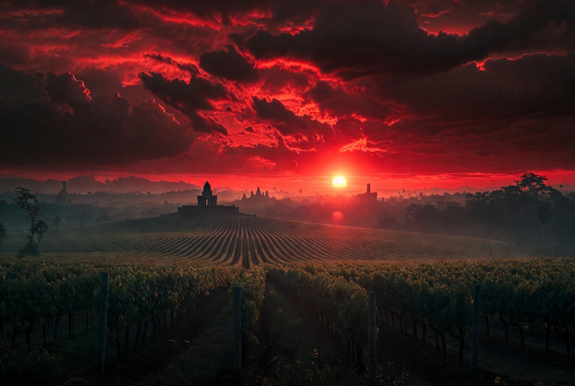 Pol Pot Winery Vineyard at dusk